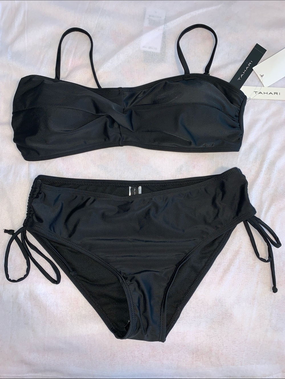 Tahari Black Two-Piece Bandeau Bikini Set